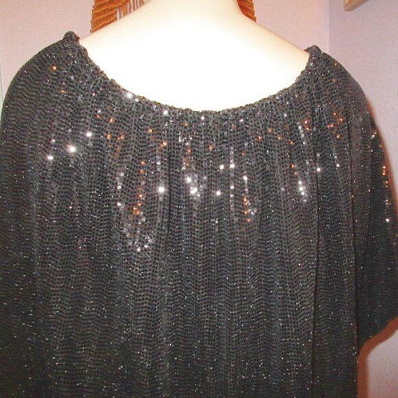 Prelude Sequin Poncho Top Size XXL Asymmetrical Layered Look Witchy Whimsigoth - Picture 11 of 14